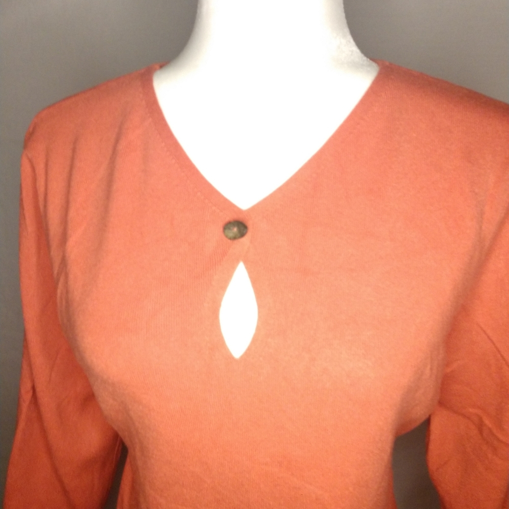 Vintage Sigrid Olsen Coral Knit Top XL EUC